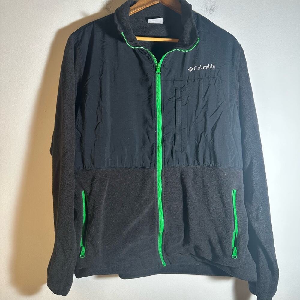 Columbia Men's Black Jacket with Green Accents